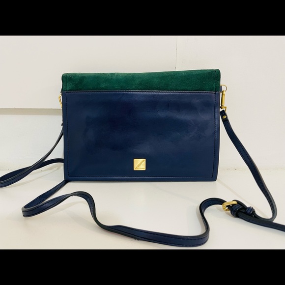 Brian Atwood Suede Green and Blue clutch - Picture 2 of 6
